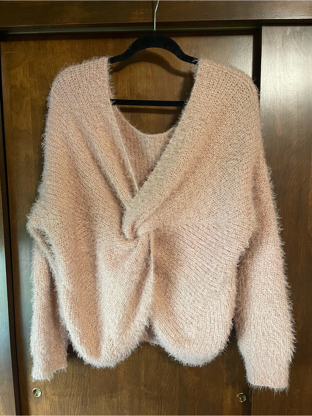 Soft Reversible Twist Sweater - Blush Pink - Picture 2 of 4